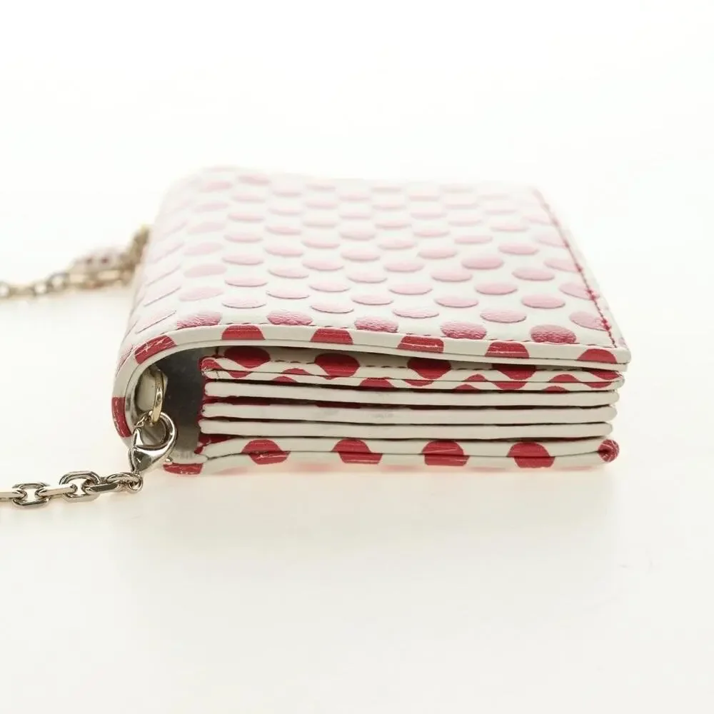 Dior Leather Chain Wallet Red